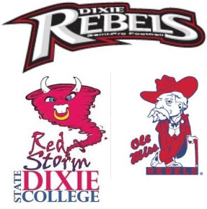 Utah's Dixie College Rebels changed their name about the same time they went University status.  Now they are the Dixie State Red Storm.  But nobody seems to be asking the University of MIssissippi Rebels to change their mascot, despite this good ole' boy racist image.